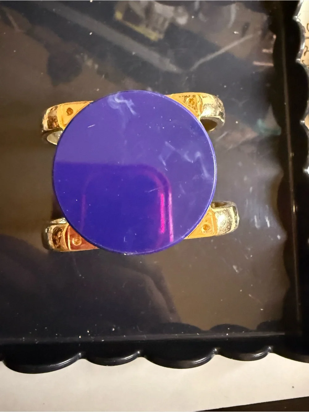 💥VINTAGE💥Runs VERY VERY SMALL Gold Cuff Bracelet with BLUE Enamel Accent